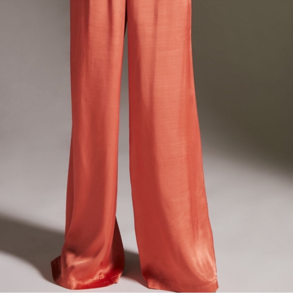 Anthropologie Corey Lynn Calter Petra Trousers silk wide leg pants coral orange - Picture 4 of 12